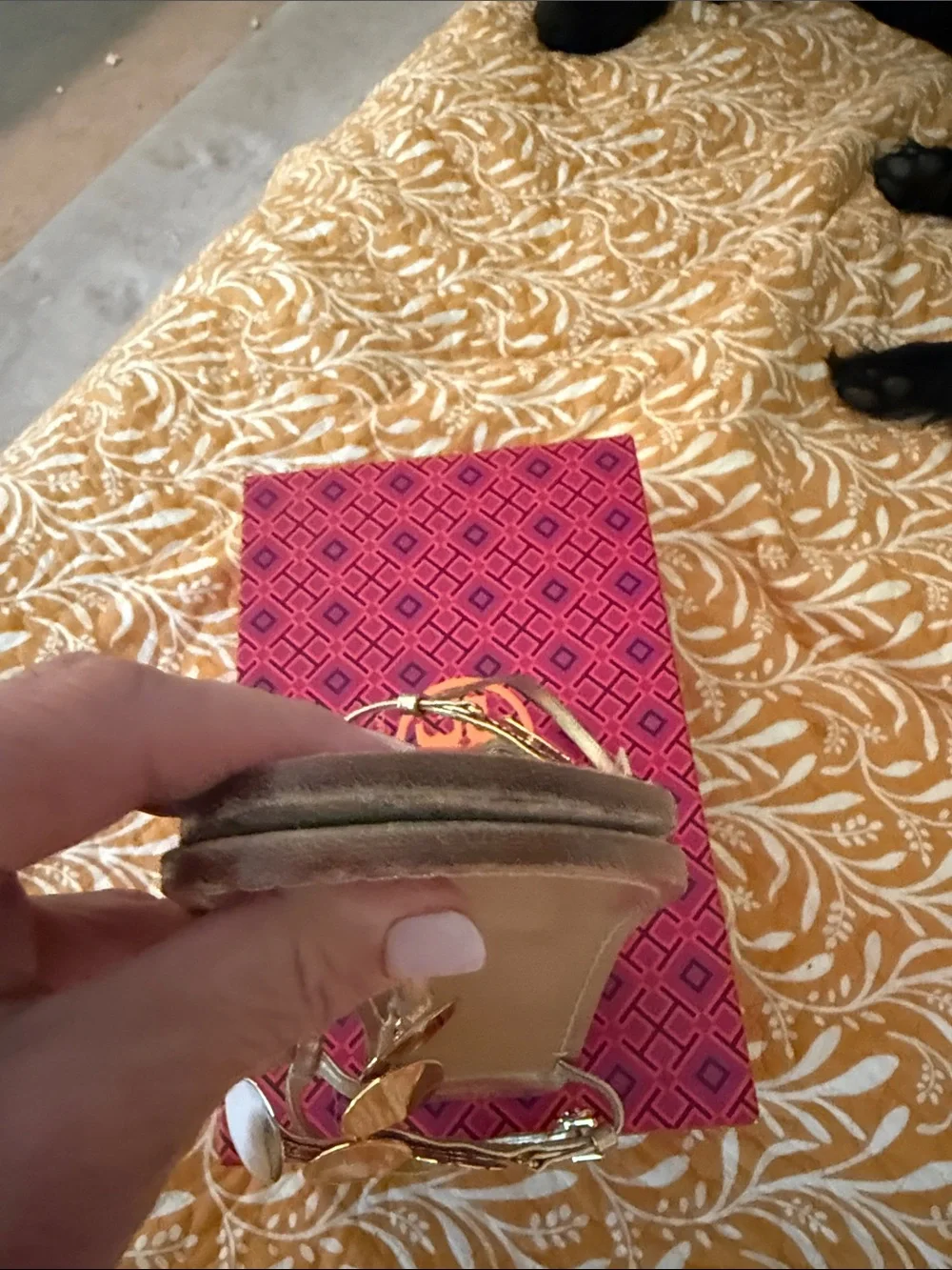 Tory Burch Gold Patos Disk Sandal - Metallic Gold size 9